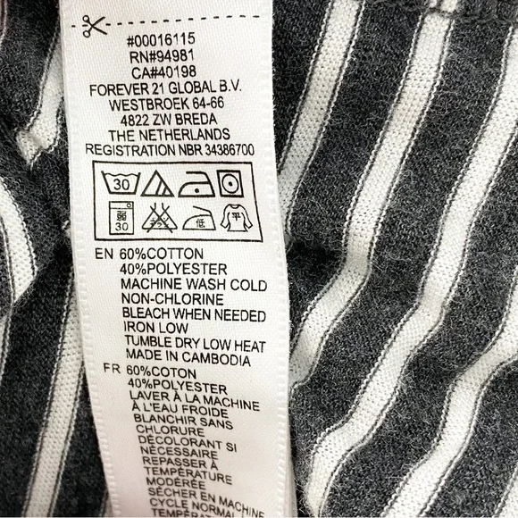 Forever 21 Crossback Striped Tank Grey White Size Medium INV174 - Picture 6 of 6